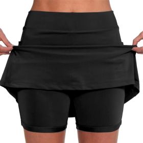 Elastic Yoga Culottes for Women Athletic Shorts Lightweight (Color: Black, size: 2XL)