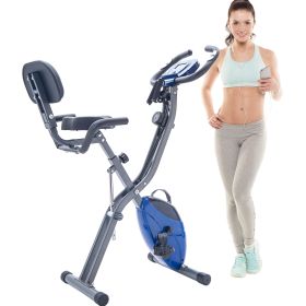 Folding Exercise Bike, Fitness Upright and Recumbent X-Bike (Color: as Pic)