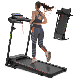 Folding Treadmill with Incline 2.5HP 12KM/H Electric Treadmill (Color: as Pic)
