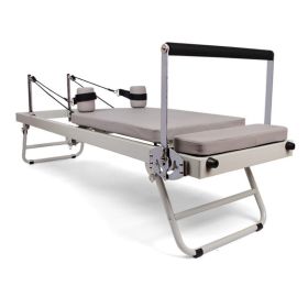 Pilates Reformer Fitness Equipment for Yoga Bed (Color: Beige)